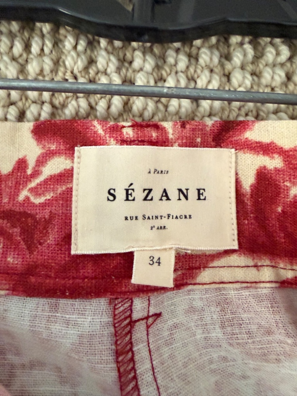 SEZANE Alberello Shorts! Size 34/2. Magda Print. Red & Cream Floral. - Picture 3 of 6